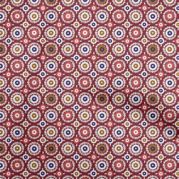 oneOone Cotton Poplin Twill Red Fabric Asian Suzani Sewing Material Print Fabric By The Yard 56 Inch Wide