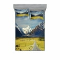 thumbnail image 2 of Ambesonne Scenery Fitted Sheet & Pillow Sham Set, Snowy Mountains Alps, Twinxl, Navy Blue White Olive, 2 of 3