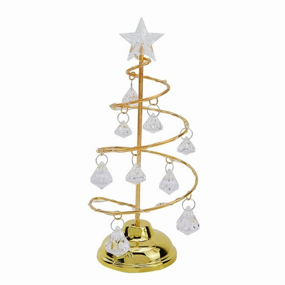 Star Christmas Tree Lamp with String Light, Battery Operated Pre-Lit Lighting Tree, Home Christmas Holiday Decoration (2.8x7.5inch Gold S)