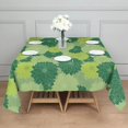 thumbnail image 3 of Geometric Flower and Dahlia Green Square Tablecloth, Waterproof Wipeable Spillproof Washable Table Cover for Home Kitchen Party and Daily Decor 60"x60", 3 of 6
