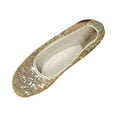 thumbnail image 2 of Miluxas Sequin Dress Shoes for Women Round Toe Flats Shoes Lace Ballet Flats Dressy Comfortable Foldable Flats Low Heel Gold 8.5(41), 2 of 5