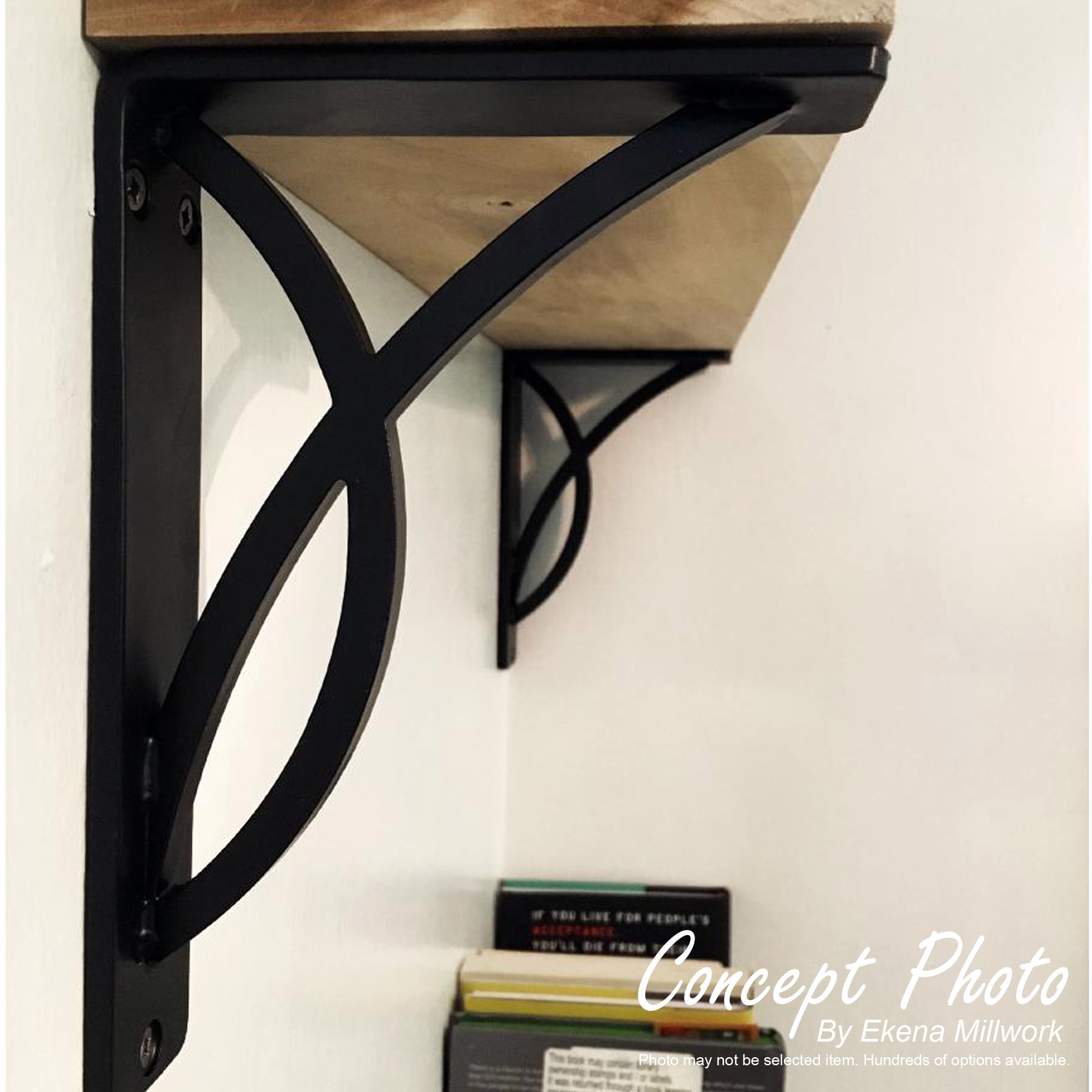 Ekena Millwork 1 1/2"W x 12"D x 15"H Bradford Wrought Iron Bracket, (Single center brace), Antiqued Brass