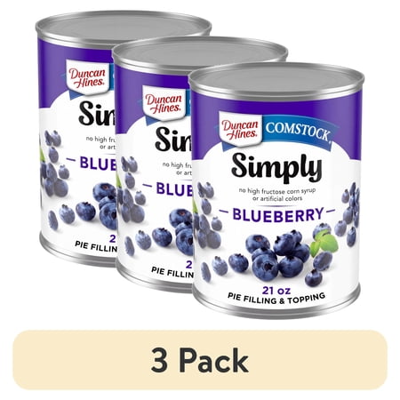 (3 pack) Duncan Hines Comstock Simply Blueberry Pie Filling & Topping, Ready to Use, 21 oz.