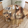 thumbnail image 3 of Pirate Girl Round Tablecloth 54 inches Cute Dog Treasure Map Waterproof Oil-Proof Table Cloth Round Table Cover for Holiday Party Picnic Dinner Decor Indoor and Outdoor Use, 3 of 9