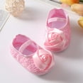 thumbnail image 4 of Baby Girls Soft Sole Floral Mary Jane FlatsToddler Soft Sole Walking Shoes Headband Set ​Infant Princess Prewalkers Toddler Wedding Dress Shoes with Headband, 4 of 12