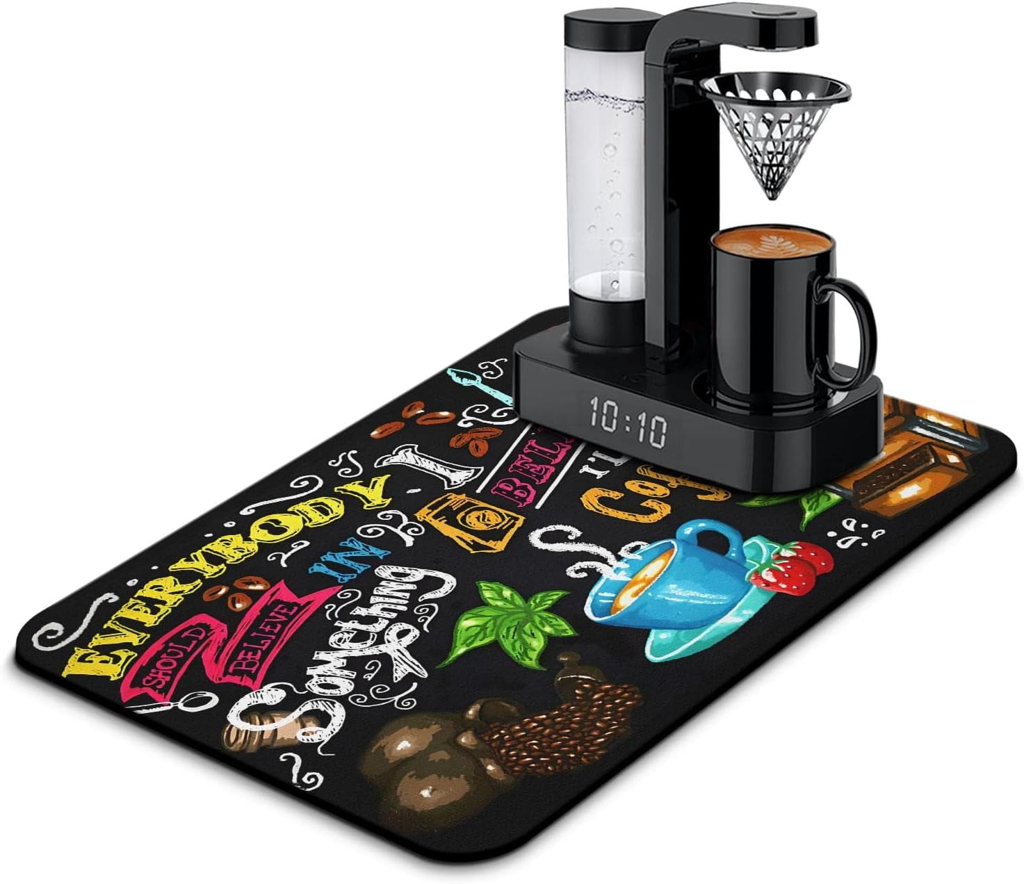 Coffee Bar Mat Accessories for Countertop Absorbent Hide Stain Rubber