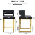thumbnail image 3 of 26" Bar Stools Set of 4, Faux Leather Counter Height Bar Stools with Square Open Backrest and Metal Frame, Kitchen Counter Chair for Island, Home Bar, Pub, 3 of 10