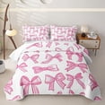 thumbnail image 2 of Erosebridal Lovely Bows Pattern Quilt Full,Pink Bowtie Cartoon Coquette Bowknot Full Bedspread Sets For Kids,3 Pieces, 2 of 7