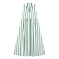 thumbnail image 5 of ClodeEU Women's V Neck Half Button Striped Sleeveless Maxi Dress with Pockets,Casual Loose A-Line Summer Swing Dress Green,Women's Plus L, 5 of 5