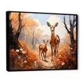 thumbnail image 2 of Designart "The Regal Domain Of Wild Deer Amidst Golden Flowers" Animals Deer Floater Framed Canvas Prints, 2 of 5