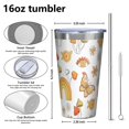 thumbnail image 4 of 16oz Tumblers Red Mushroom Rainbow White Pattern Stainless Steel Vacuum Insulated Double Wall Travel Tumbler Cups Mug with Lid and Straw,Cleaning Brush for Coffee,Tea, 4 of 4
