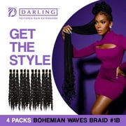 (2 pack) Darling Pre-Stretched Bohemian Wave Braid Hair 3X Pack, 52 inch, #1B, Adult, Women