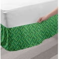 thumbnail image 2 of Abstract Bed Skirt, Rhythmic Geometrical Motifs of Circles and Squares Illustration Print, Elastic Bedskirt Dust Ruffle Wrap Around for Bedding Decor, 4 Sizes, Fern Green and Mustard, by Ambesonne, 2 of 2