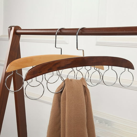 Happy date Hanging Tie Holder Organizer Rack - Premium Wooden Tie Hanger with Folding Accessory Hooks for Closet Space Saving