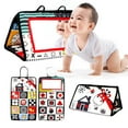 thumbnail image 4 of Baby Tummy Time Floor Mirror with Soft Cloth Books and Teethers Montessori Infant Sensory Development Cloth Book High Contrast Black and White Baby Toys for 0 to 3 Years old Toddlers, 4 of 8