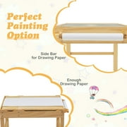 Kadyn Kids Multi Activity Play Table Wooden Building Block Desk with Storage Paper Roll-Natural