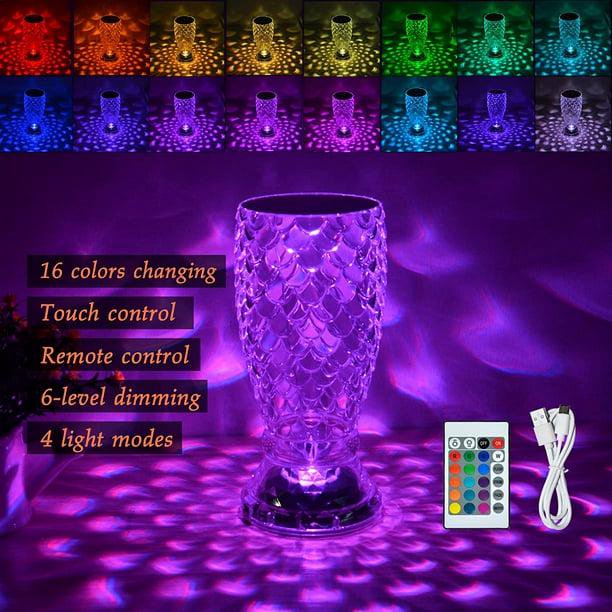 Lámpara táctil recargable que cambian la luz nocturna RGB Escamas de peces románticas Lámparas de mesa LED con puerto USB, para dormitorio, sala de estar, fiesta, cena, decoración, luces creativas