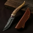 thumbnail image 3 of Hunting Knife with Leather Sheath - Ideal for Chopping, Camping Outdoor - Fixed Blade Bushcraft Knife - Gift for Men, 3 of 6