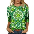 thumbnail image 2 of Ounisa Women 3/4 Sleeve St. Patrick's Day T-Shirts Crew Neck Spring Graphic Tee Tops, 2 of 5