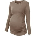 thumbnail image 3 of Sherrylily Maternity Shirt Side Button and Ruched Tunic Tops Long Sleeve T-Shirts, 3 of 5