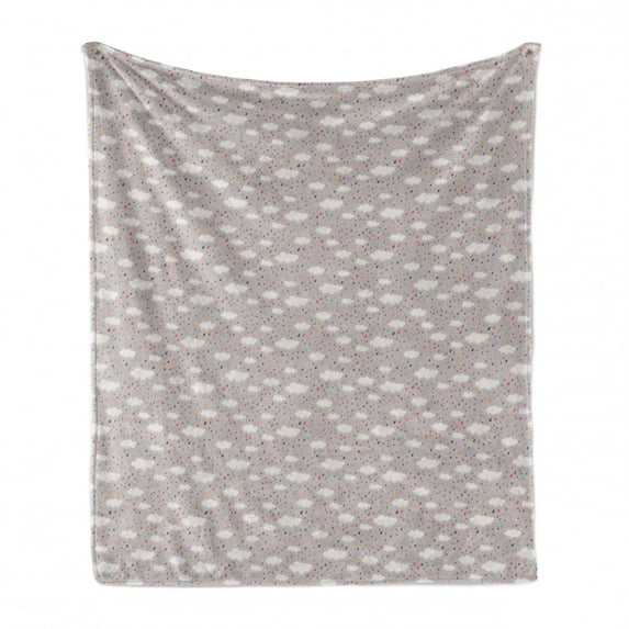 Rain Soft Flannel Fleece Throw Blanket, Colorful Pouring Tiny Droplets Pastel Color Rain Drops in Lilac Weather Background, Cozy Plush for Indoor and Outdoor Use, 70" x 90", Multicolor, by Ambesonne