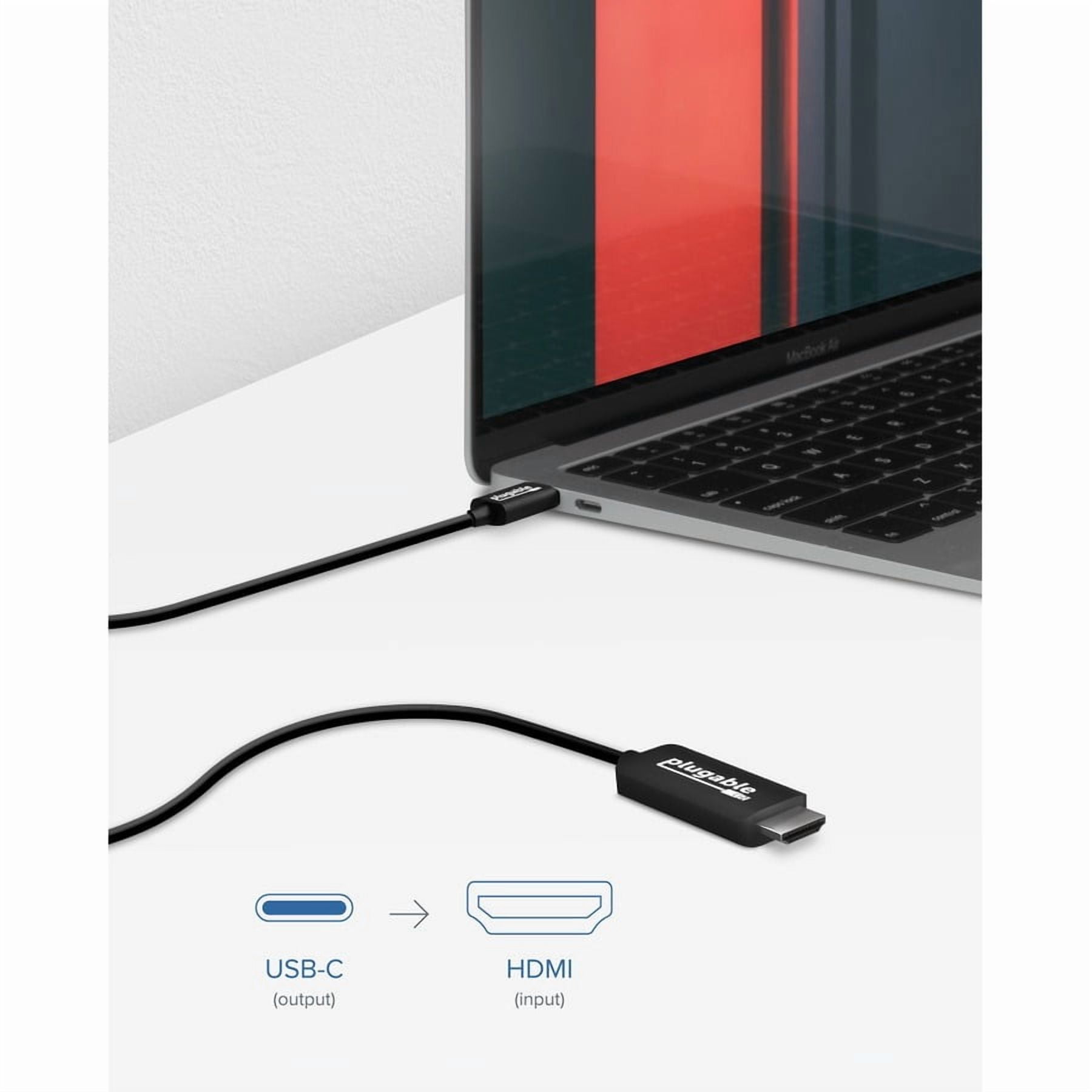 Plugable USB C to HDMI Adapter Cable, Connect USB-C or Thunderbolt 3 Laptops to HDMI Displays up to 4K@60Hz