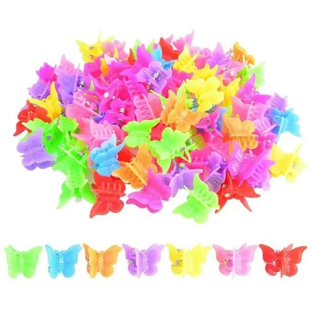 50 paquetes de pinzas para el cabello de mariposa, mini pinzas para el cabello de colores surtidos, pinzas para la mandíbula, pinzas para niñas, mujeres, adolescentes, con paquete de caja, pinzas y pa