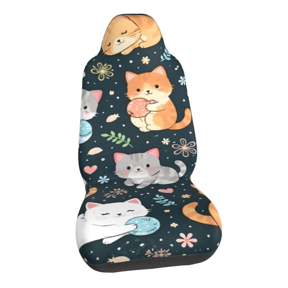 Cute Cartoon Kittens Car Seat Covers Stretch Car Seat Protectors Universal Fit