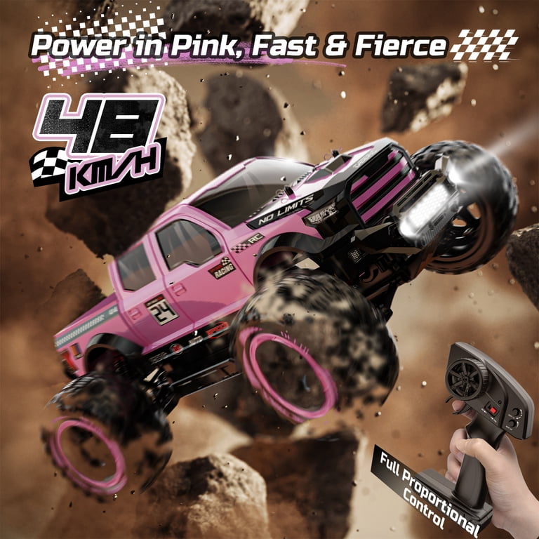 Deerc 1:10 High-Speed 4WD RC Monster Truck, Pink photo 3