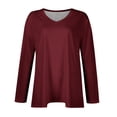 thumbnail image 4 of Fall T-Shirt for Women Womens Plus Size Tops Long Sleeve Shirts V Neck Casual Clothing Clothes Solid Color Tops, 4 of 6