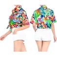 thumbnail image 2 of LA LEELA Button Down Shirt for Women Floral Summer Beach Party Blouse Shirt Collared Blouses Short Sleeve Vacation Hawaiian Shirts Tops for Women S Tropical Hawaii, Blue, 2 of 3