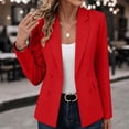 thumbnail image 6 of Blazer Jackets for Women Button Down Turndown Collar Long Sleeve Solid Color Fashion Business Jacket Red L, 6 of 6