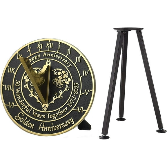 50th Golden Wedding Anniversary 2025 Sundial with Stand Gift