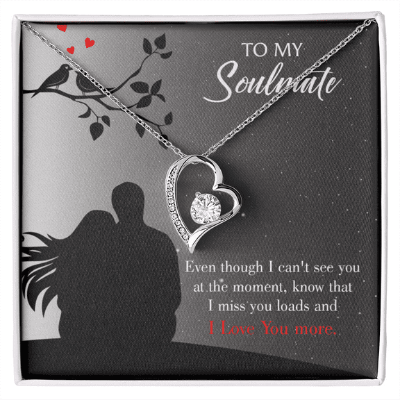 To My Girlfriend I Miss You Loads Forever Necklace w Message Card
