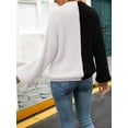 thumbnail image 3 of Women'S V Neck Cardigan Fall Cardigan Sweater Short Soft Winter Long Sleeve Acrylic Sweater Black & White XL, 3 of 8