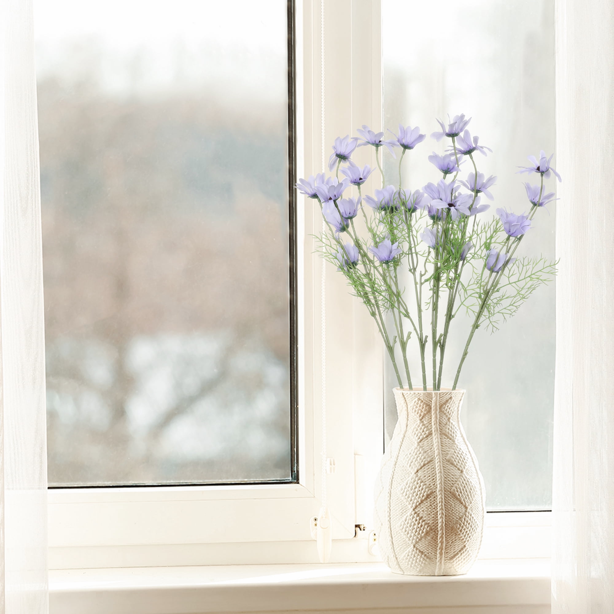 Unique Bargains Fake Daisies Flowers 6 Bundles Artificial Flowers with Stems Purple