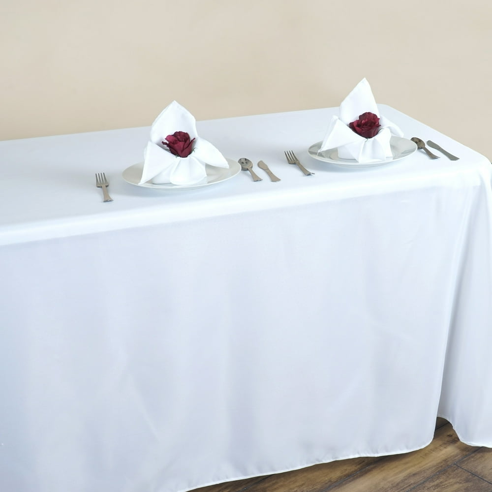 BalsaCircle 90" x 132" Polyester Rectangular Tablecloth with Rounded