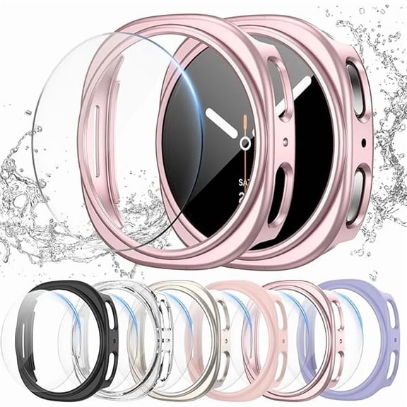wonima01 [6 6Pack] for Samsung Galaxy Watch 8 40mm Screen Protector Case, Hard PC Bumper   HD Anti-Fog Tempered Glass Protective Film, Waterproof Face Cover Set for Galaxy Watch 8 40mm Accessories