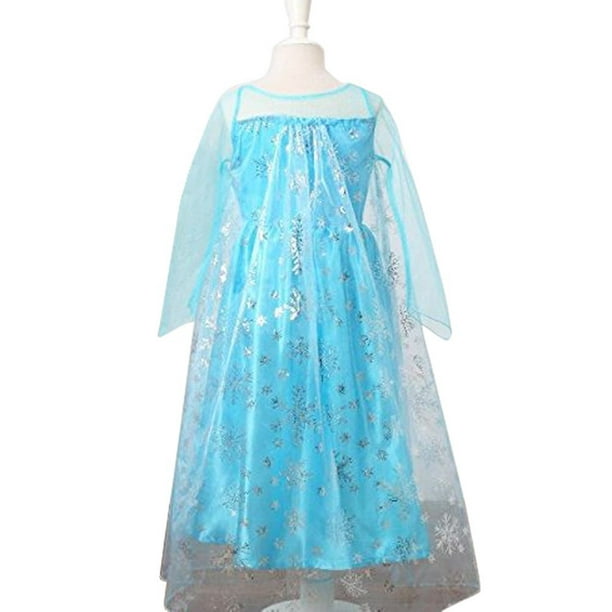 Girls Elsa Snow Costume Dress Princess Dress Halloween Birthday Party  Winter Dress up with Cloak