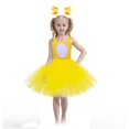 thumbnail image 2 of LLYWEY Girls Dresses for Easter , Toddler Girls Cute Strapless Sleeveless Dresses with Hairband Mesh Ruffle Pleated Mesh A-Line Sundress, , Yellow, 7T, 2 of 7