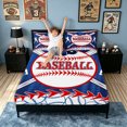 thumbnail image 3 of meiyoeat Vintage Baseball Sport Bed Sheets for Boys, Cartoon Ball Bat Full Size Sheets, Blue Red, 4-Piece, 1 Flat Sheet, 1 Fitted Sheet and 2 Pillowcases, 3 of 5