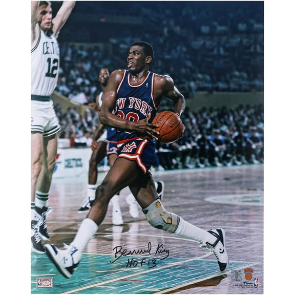 Bernard King New York Knicks Autographed 16" x 20" Driving Vs. Boston Celtics Photograph with "HOF 13" Inscription - Fanatics Authentic Certified