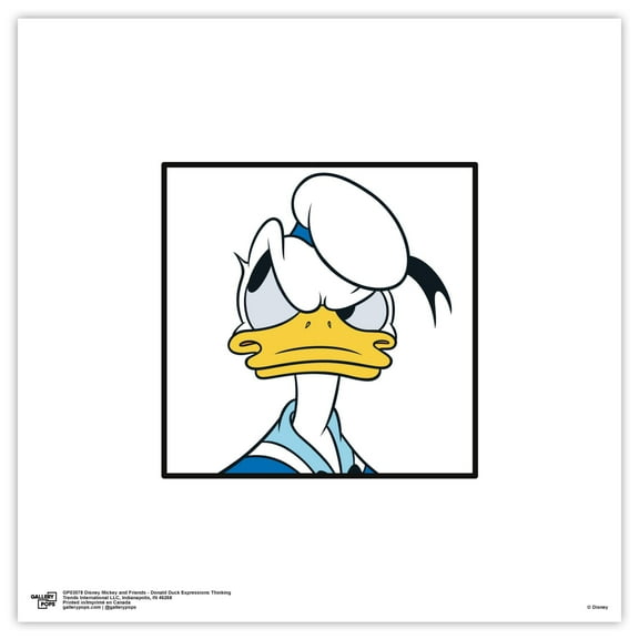 Gallery Pops Disney Mickey and Friends - Donald Duck Expressions Thinking Wall Art, Unframed Version, 12" x 12"