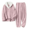 thumbnail image 5 of Womens Pajama Sets – Two Piece Lounge Sets for Women Ready for Home Rest or Brunch with Friends Women Fluzzy Pajamas Warm Pullover Lapel Sleepwear Sets, 5 of 5