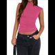 thumbnail image 2 of Camisetas Básicas Sin Mangas para Salir de Mujer, Cuello Alto, Ropa de , Camisetas Lindas Sin Mangas, Conjuntos de Verano Y2K. Rosa Roja L, 2 of 8