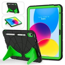 Kids Cases for iPad 10th Generation 2022,TECH CIRCLE Heavy Duty Shockproof Rugged Full Body Protective Sturdy Kickstands iPad 10.9 inch case with Pencil Holder for Kids Children Boys,Black Green