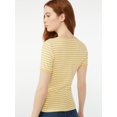 thumbnail image 5 of Free Assembly Women's Ribbed Crewneck Tee with Short Sleeves, Sizes XS-XXXL, 5 of 6