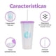 thumbnail image 4 of Vaso doble pared de plástico reutilizable con tapa y popote capacidad de 710 ml, 4 of 5