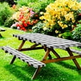 thumbnail image 3 of FGY Picnic Table Covers, 3 Piece Set Waterproof Picnic Table and Bench Cover Outdoor Camping Tablecloth (Black&White), 3 of 6