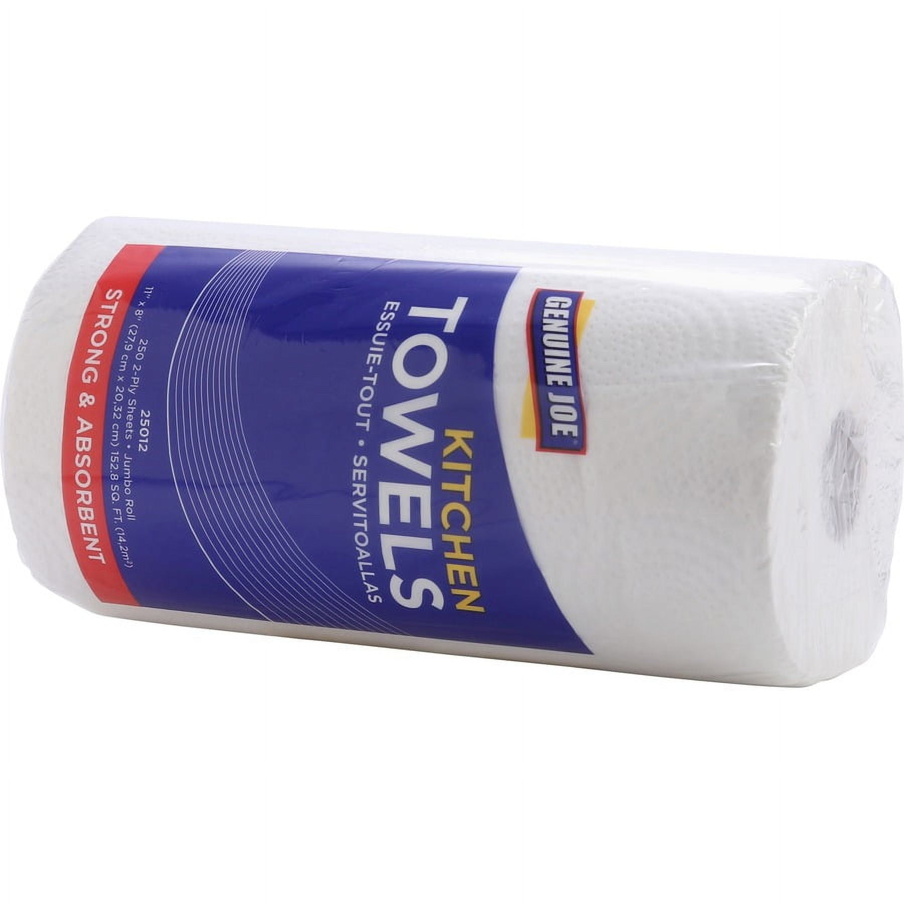 Genuine Joe Solutions 2-Ply Perforated Paper Towels, 8x11-Inch, White, (12 Rolls/Carton)